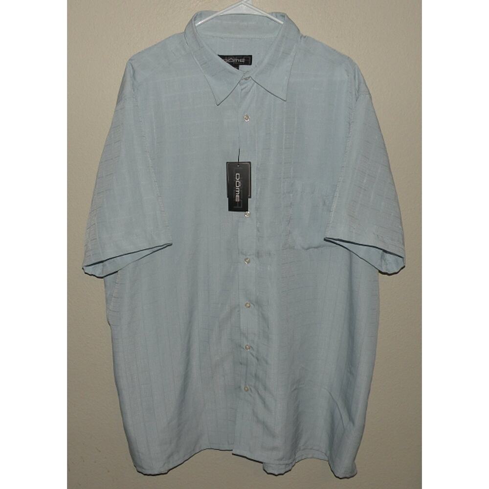 Linea Dome Men’s 2XLT 18-18.5 SS Button Shirt Light Blue Check NWT Sueded Micro